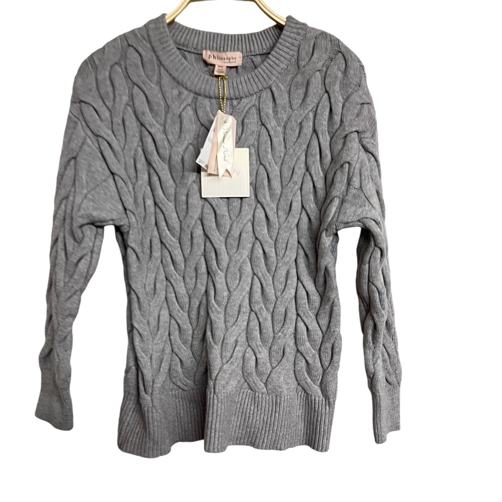 New Philosophy Grey Chunky Knit Long Sleeve Sweater